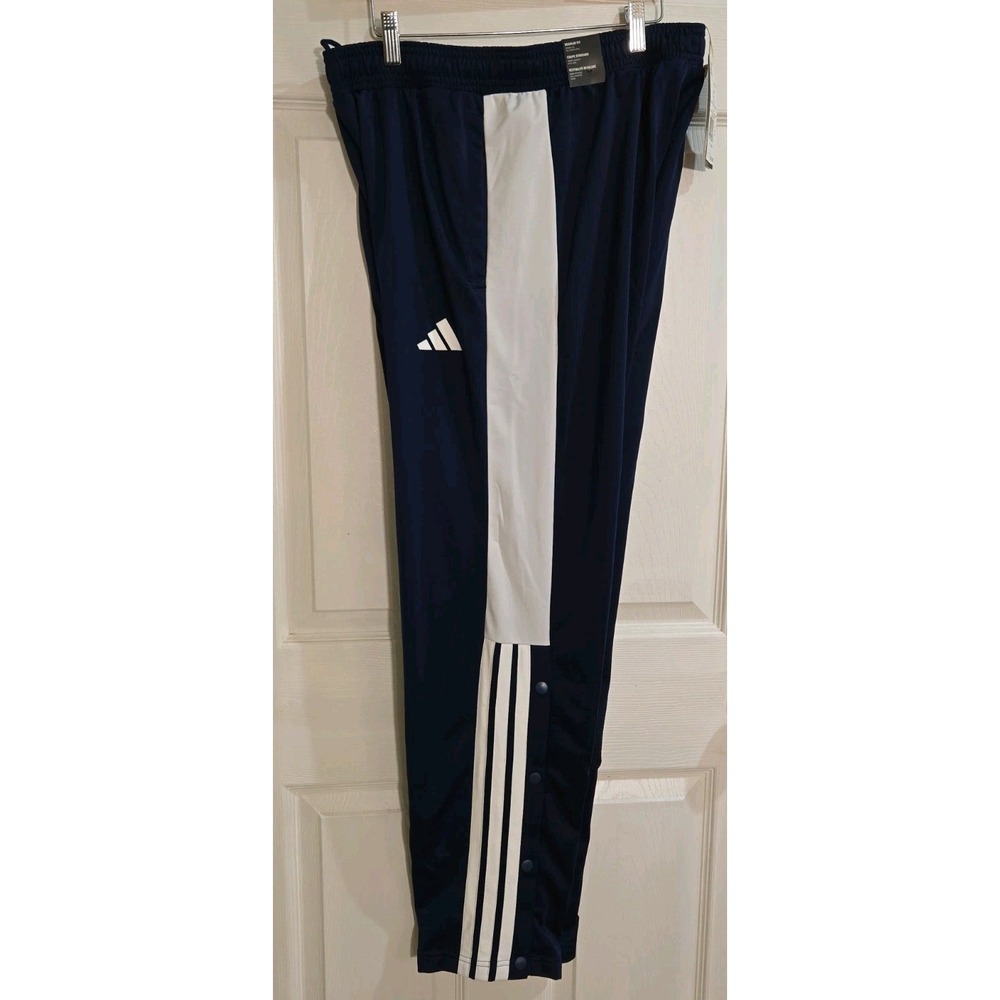 Adidas Mens Snap Pants LARGE TALL Colorblock Navy Blue Multi Sport JL8594 NEW